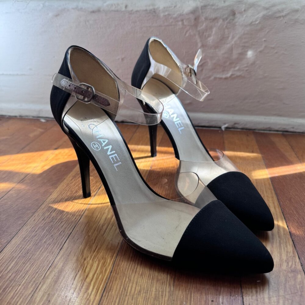 Chanel Silk Pumps 38.5 Authentic